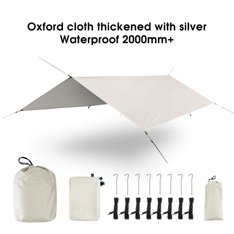 Cheap Goat Tents Large Tarp Tent Sunshade Ultralight Awning Outdoor Camping Hammock Tourist Beach Sun Shelter With Ground Nails Windproof Rope   